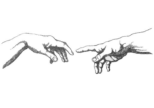 the creation of Adam-hands